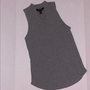 Ribbed Gray Sleevless Shirt